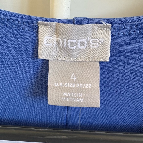 Chico’s Solid Amparo Blue Sleeveless Tie Waist Jumpsuit Size 4 = Plus Size 20/22 - Picture 3 of 6